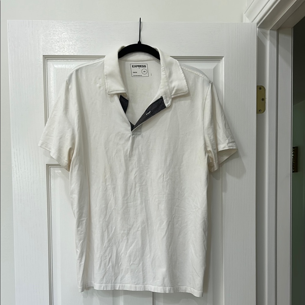 Express White Polo Shirt Classic Cotton Design